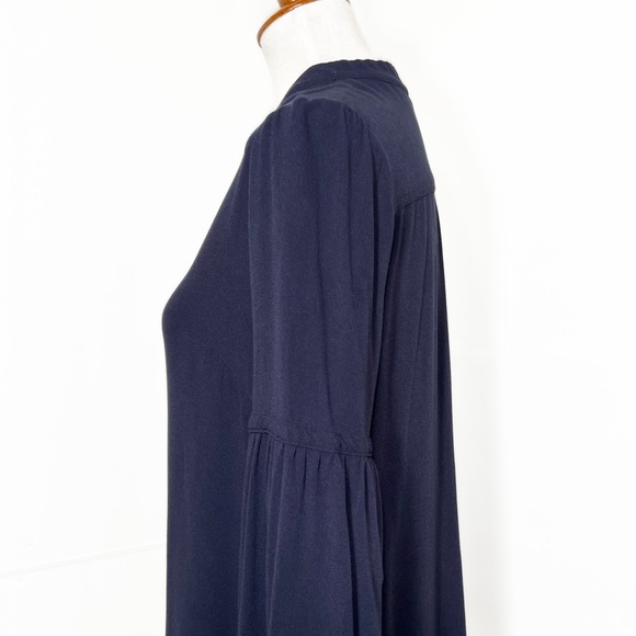 Free People Navy Blue Henley 3/4 Bell Sleeve High Low Tunic Peasant Top - Picture 11 of 15